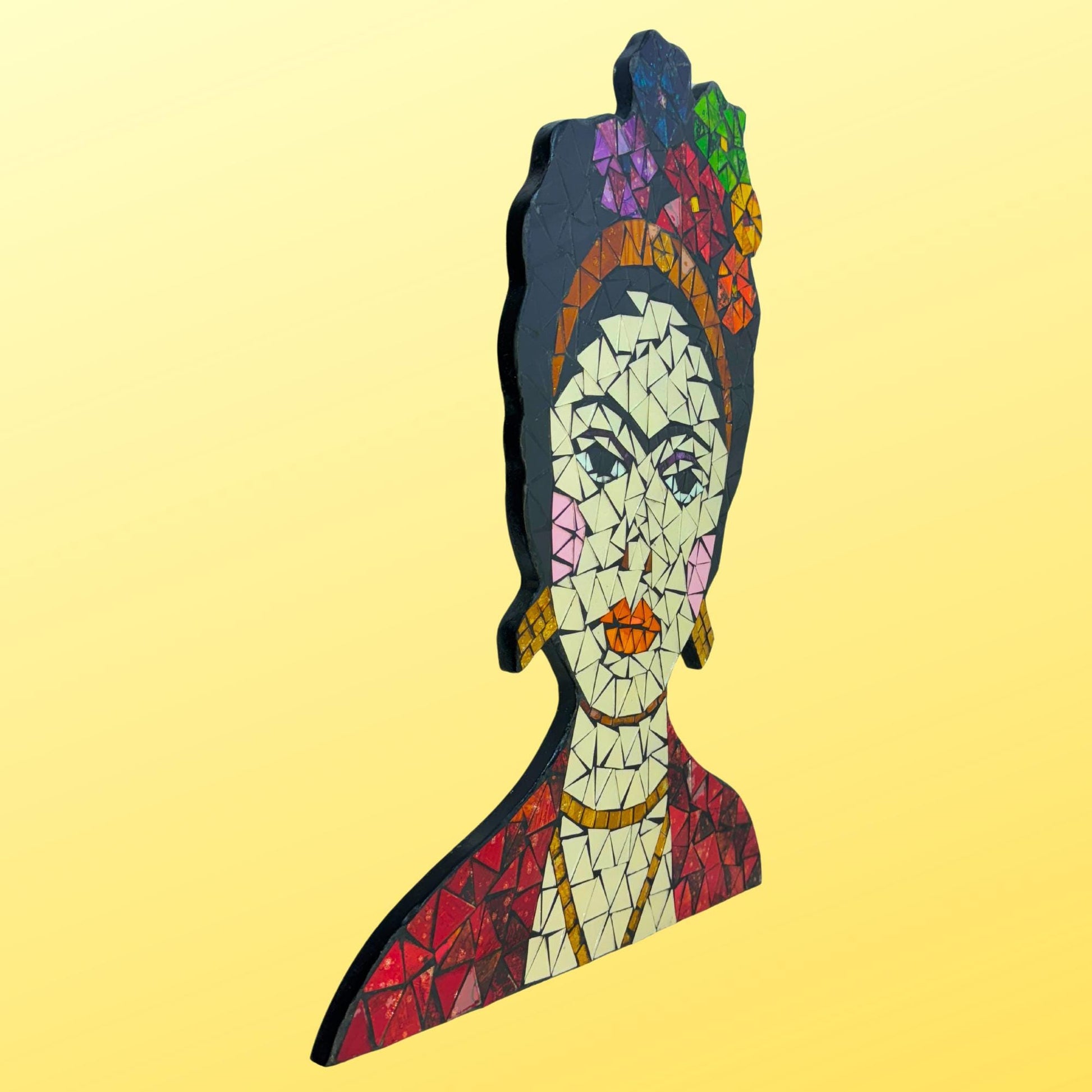 Frida Kahlo Feminist Icon Mosaic Wall Art Plaque Panel Hand Painted Glass Bali Handicraft Boho Decor - Acadia World Traders