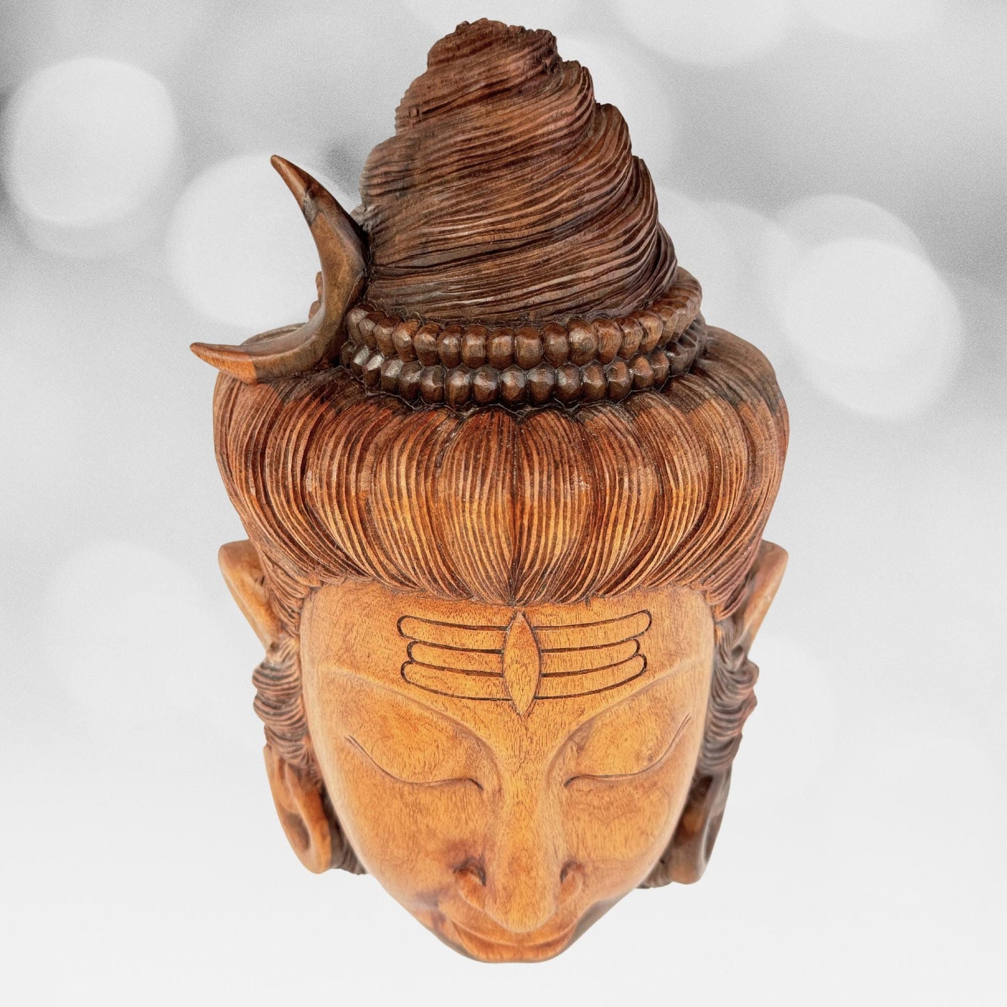 Lord Shiva Mask Wall Art Hand Carved Wood Carving Sculpture Balinese Iconography Lord of The Universe Hindu God Bali art - Acadia World Traders