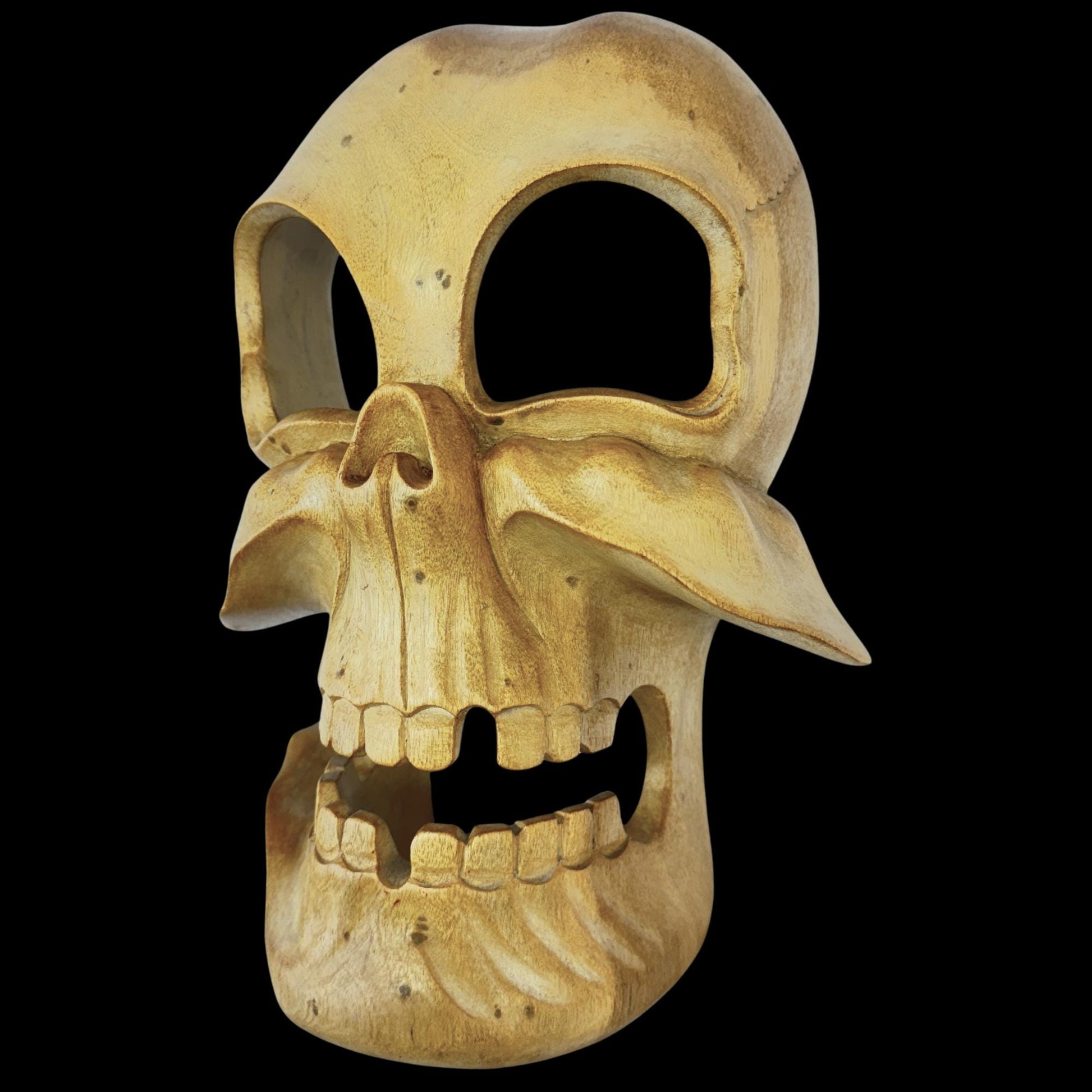 Gothic Abstract Wooden Skull Mask Wall Hanging Hand Carved wood Carving Hindu art Bali folk art wall decor - Acadia World Traders