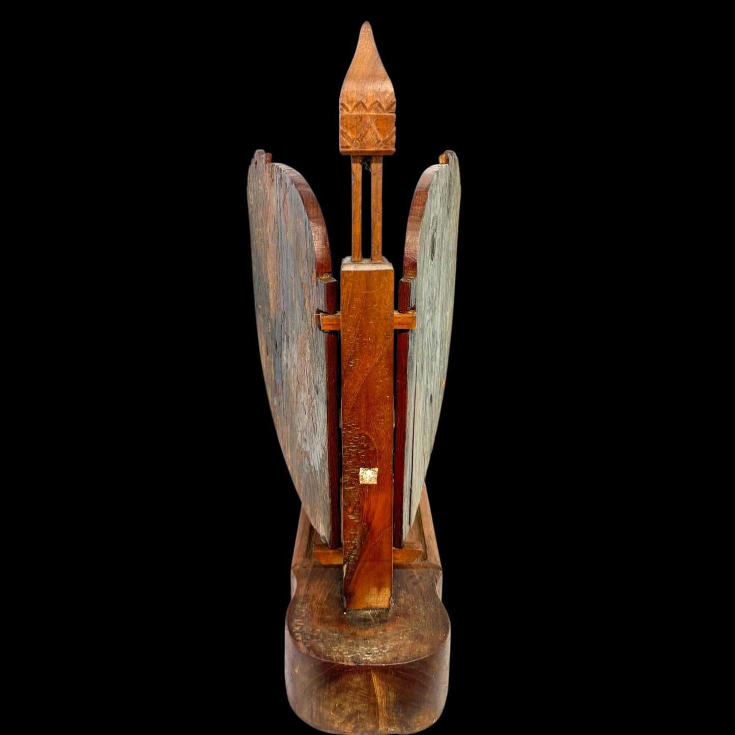 Vintage Indonesian Teak Candelabra: Jodog Oil Lamp Holder, Wayang Kulit