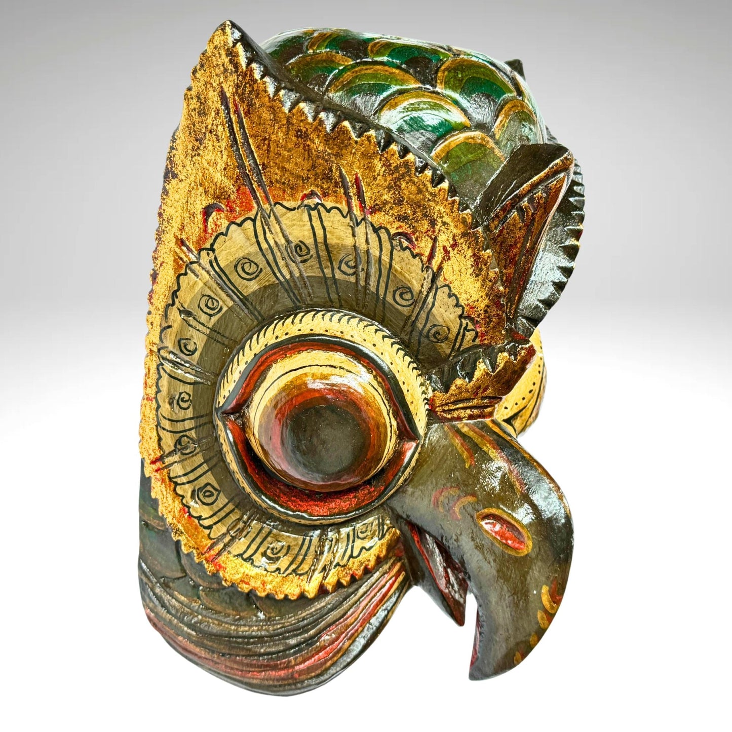Balinese Mask Horned Owl Bird Mythical Owl Wall Hanging art Bali Folk Art Hand carved Wood Carving - Acadia World Traders