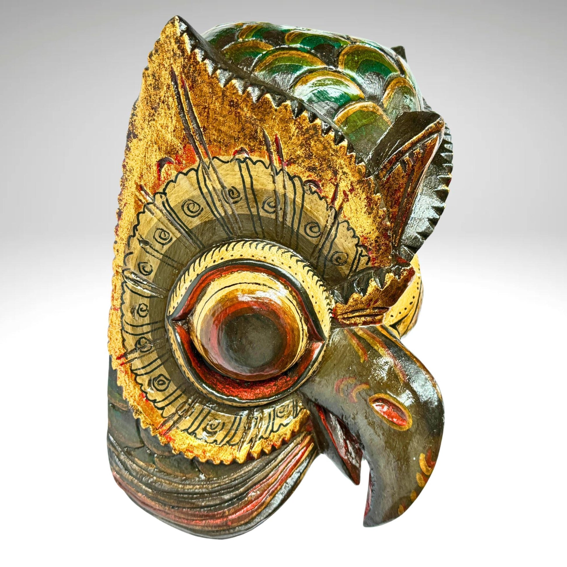 Balinese Mask Horned Owl Bird Mythical Owl Wall Hanging art Bali Folk Art Hand carved Wood Carving - Acadia World Traders