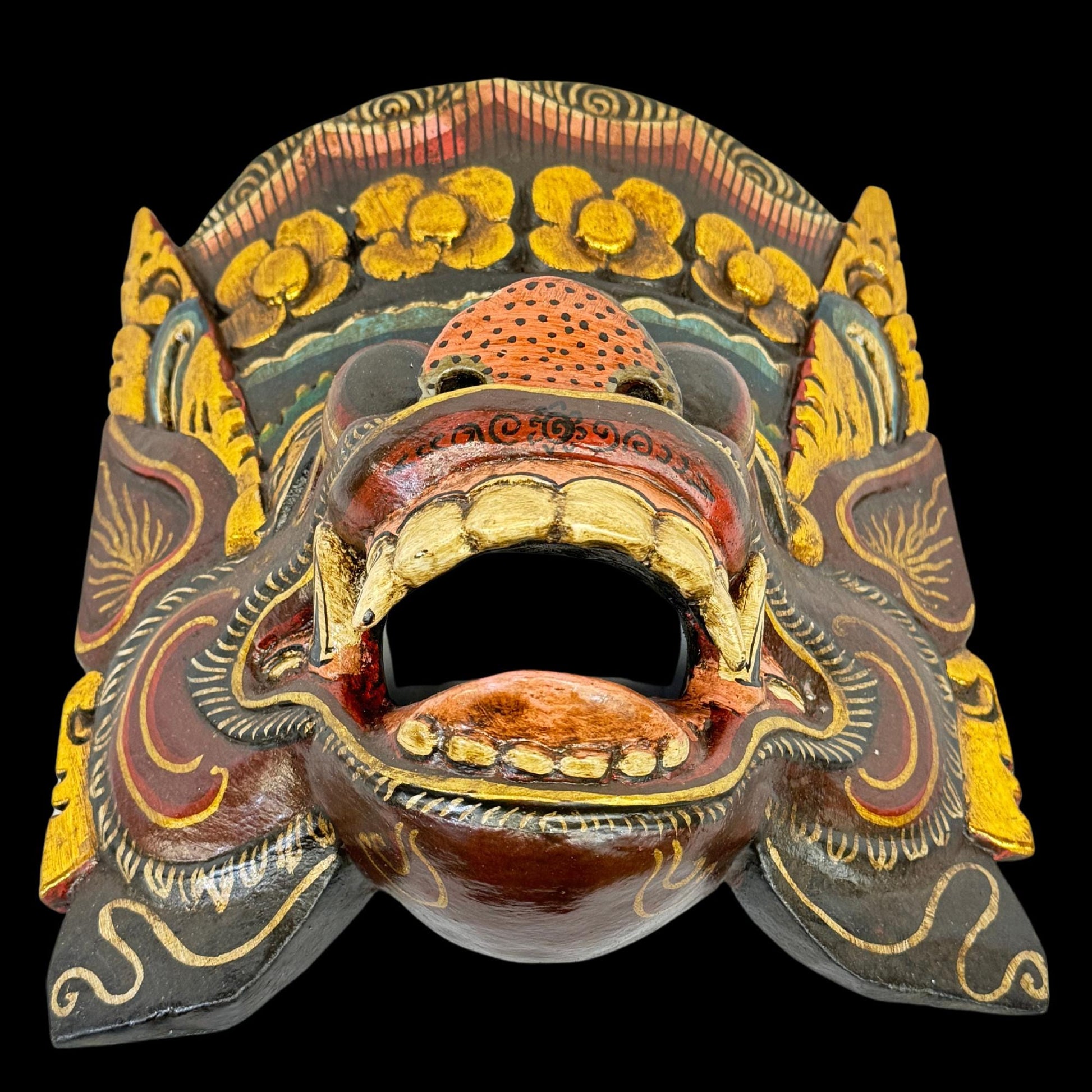Balinese Pig Barong Mask Bangkal Boar Protector Guardian Polychrome Hand Carved wood Carving Bali Folk Art Wall Decor - Acadia World Traders