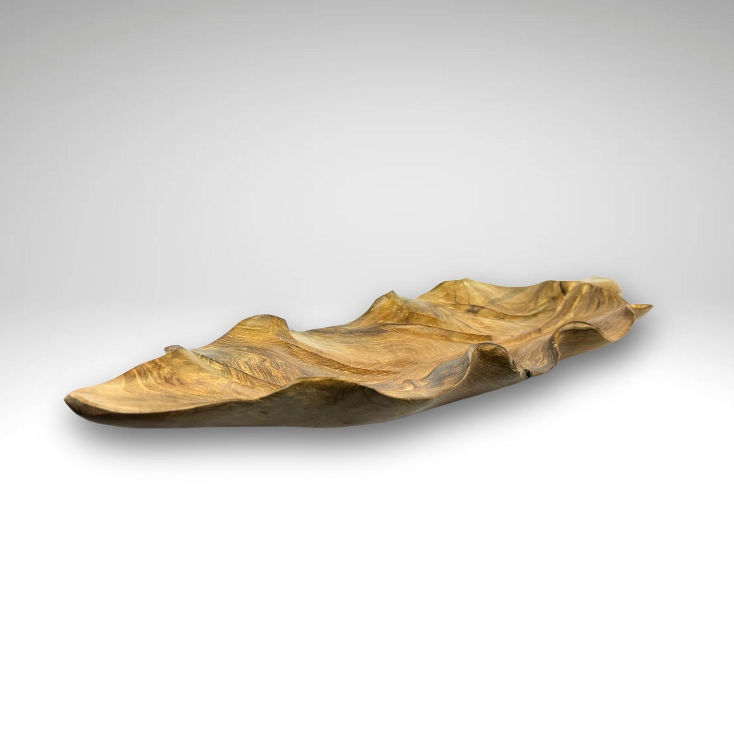 Hand Carved Teak Leaf Tray: Reclaimed Wood Charcuterie Board