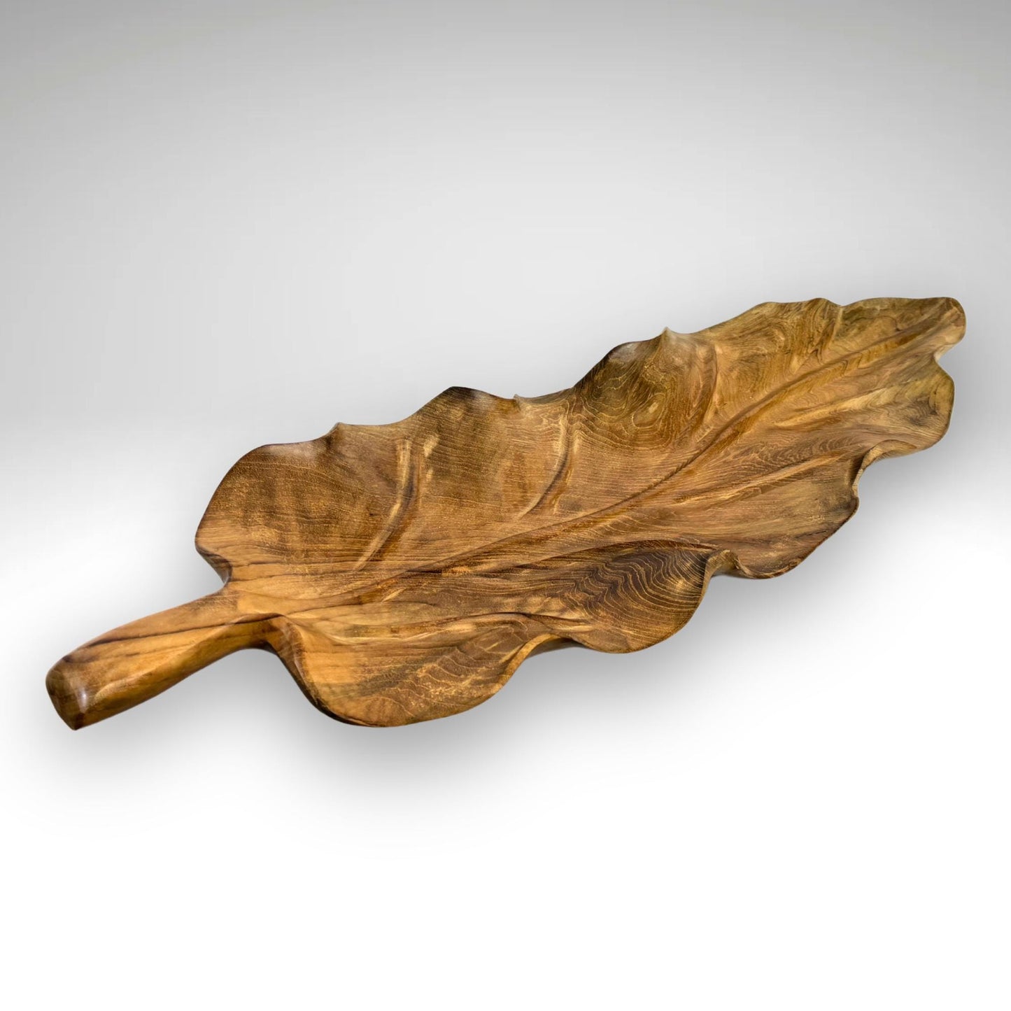 Hand Carved Teak Leaf Tray: Reclaimed Wood Charcuterie Board