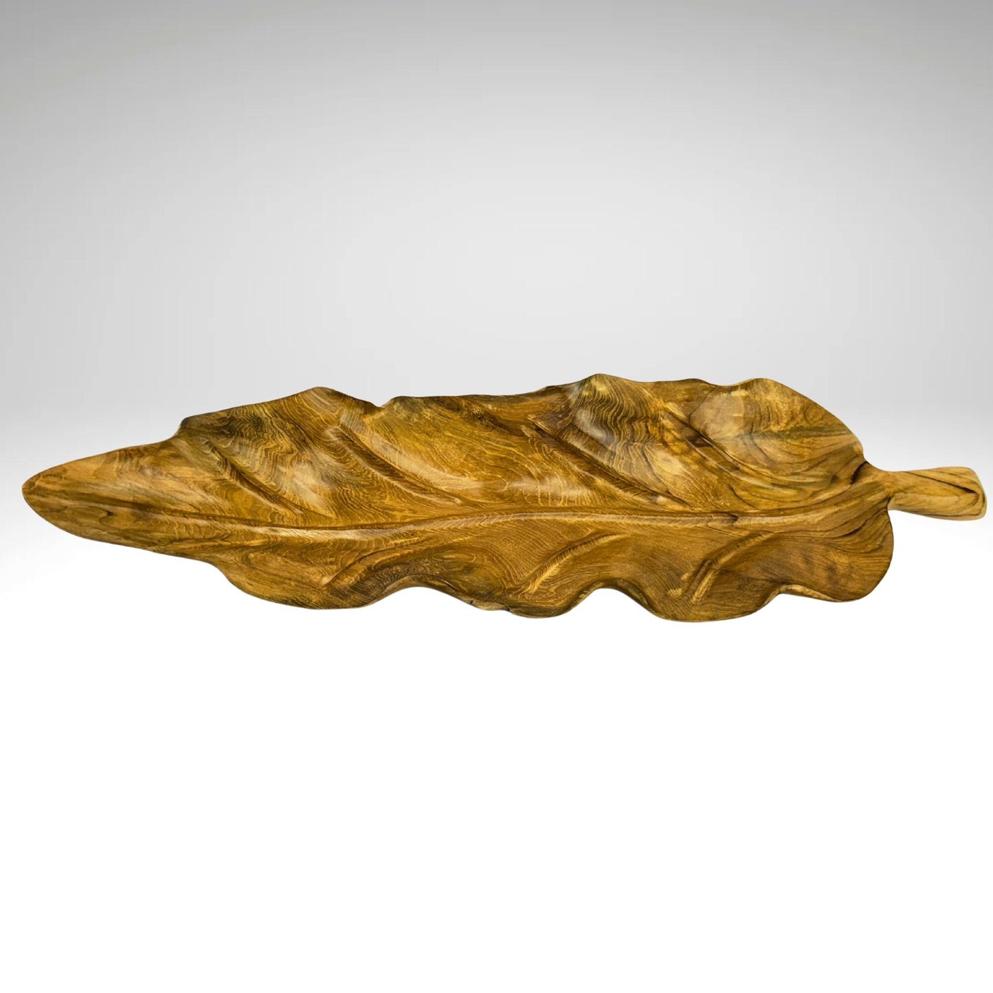 Hand Carved Teak Leaf Tray: Reclaimed Wood Charcuterie Board