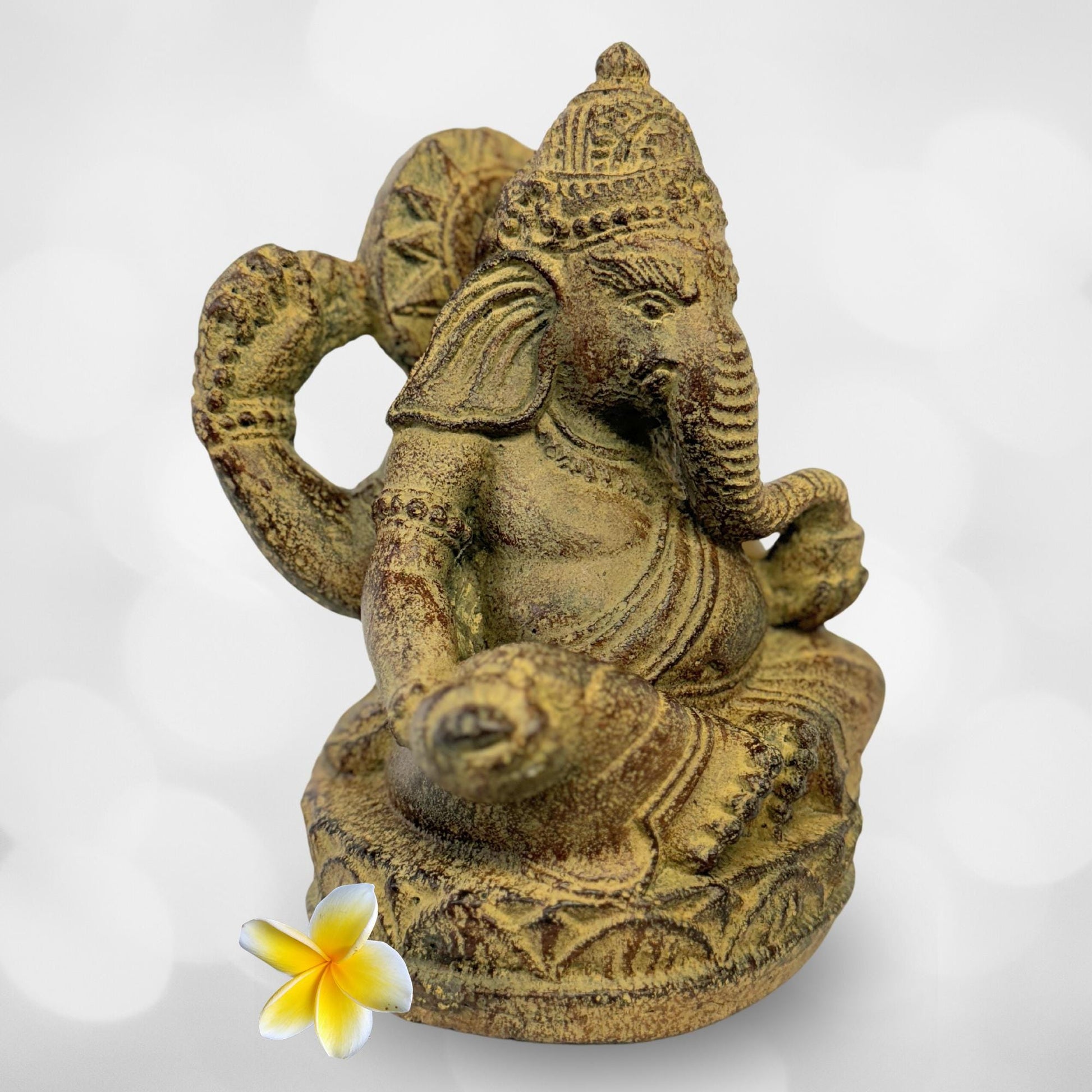 Ganapati Ganesha Statue Garden statuary Remover Obstacles Handmade Cast Lava stone sculpture Bali art Eclectic Decor - Acadia World Traders