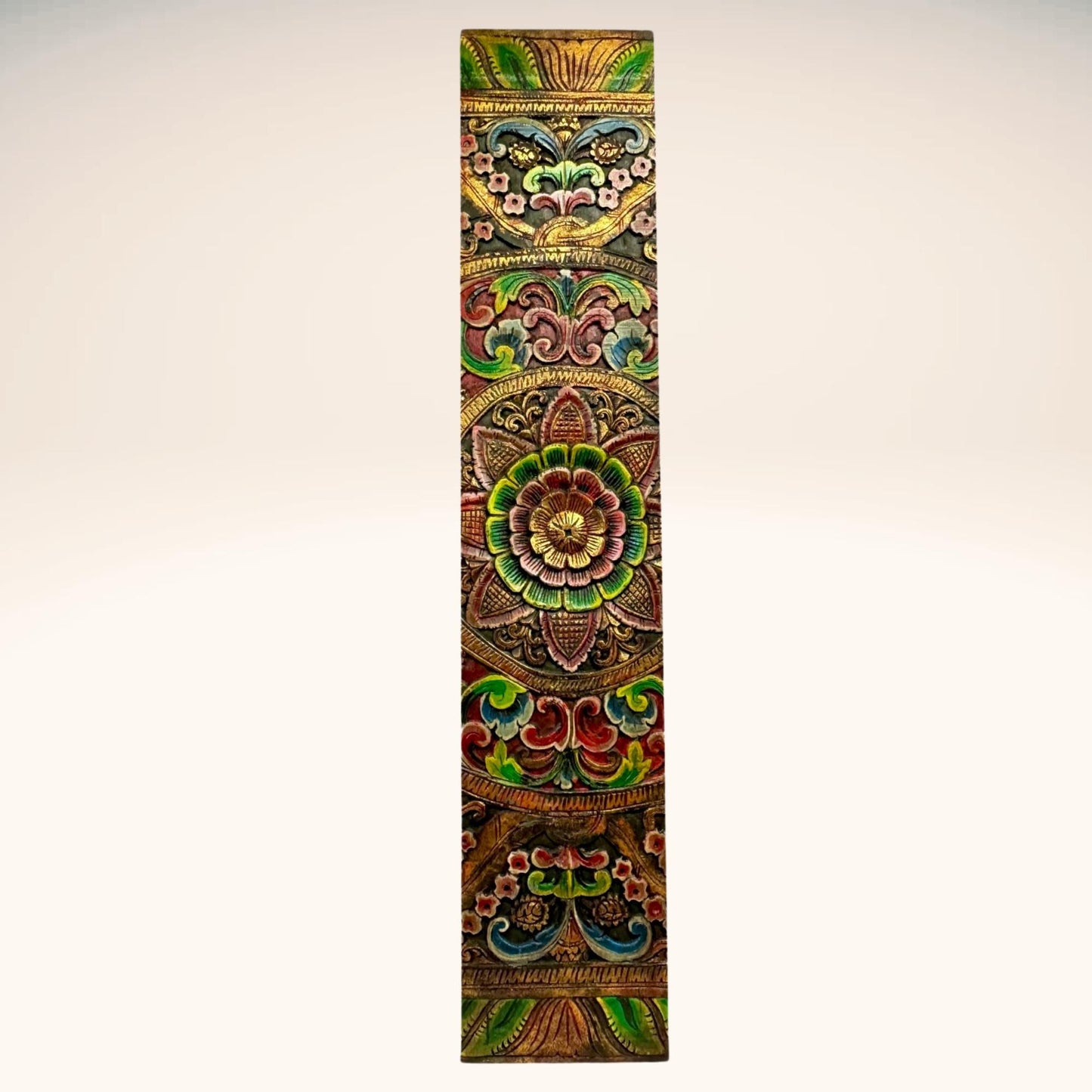 Balinese Lotus Wall Art Panel set: Hand carved Wood wall decor Carving Headboard  (59")
