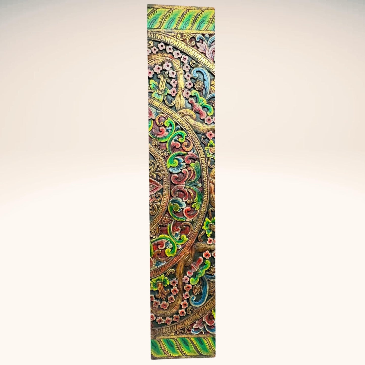 Balinese Lotus Wall Art Panel set: Hand carved Wood wall decor Carving Headboard  (59")