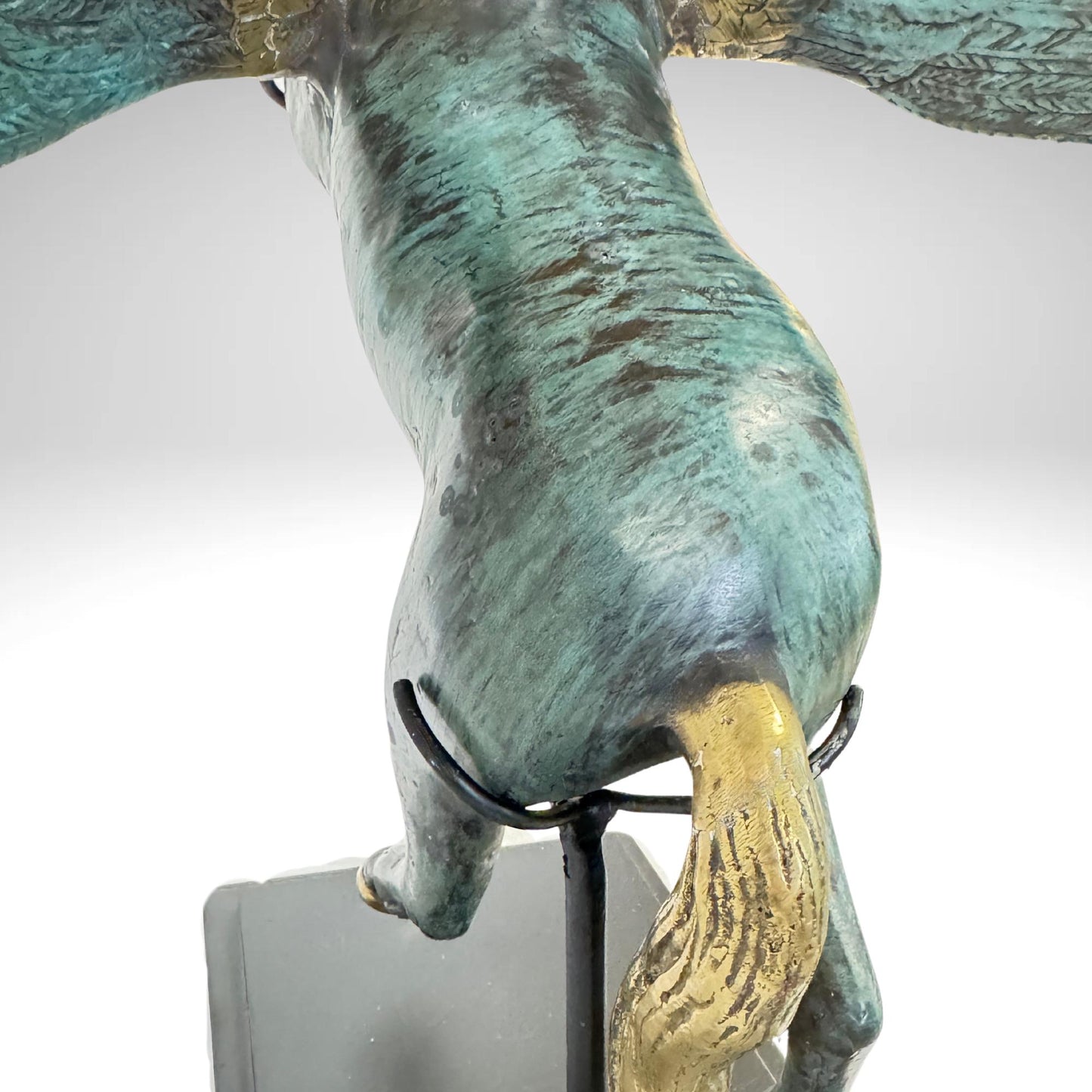 Bronze Pegasus Sculpture: Winged Unicorn Statue, Teal Verdigris Patina