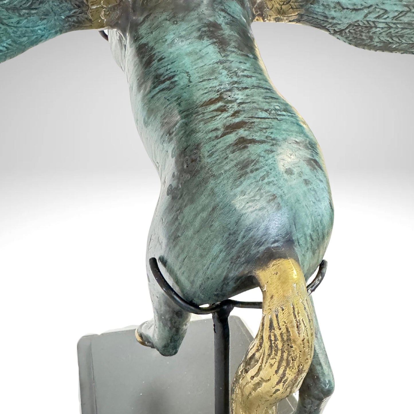 Bronze Pegasus Sculpture: Winged Unicorn Statue, Teal Verdigris Patina