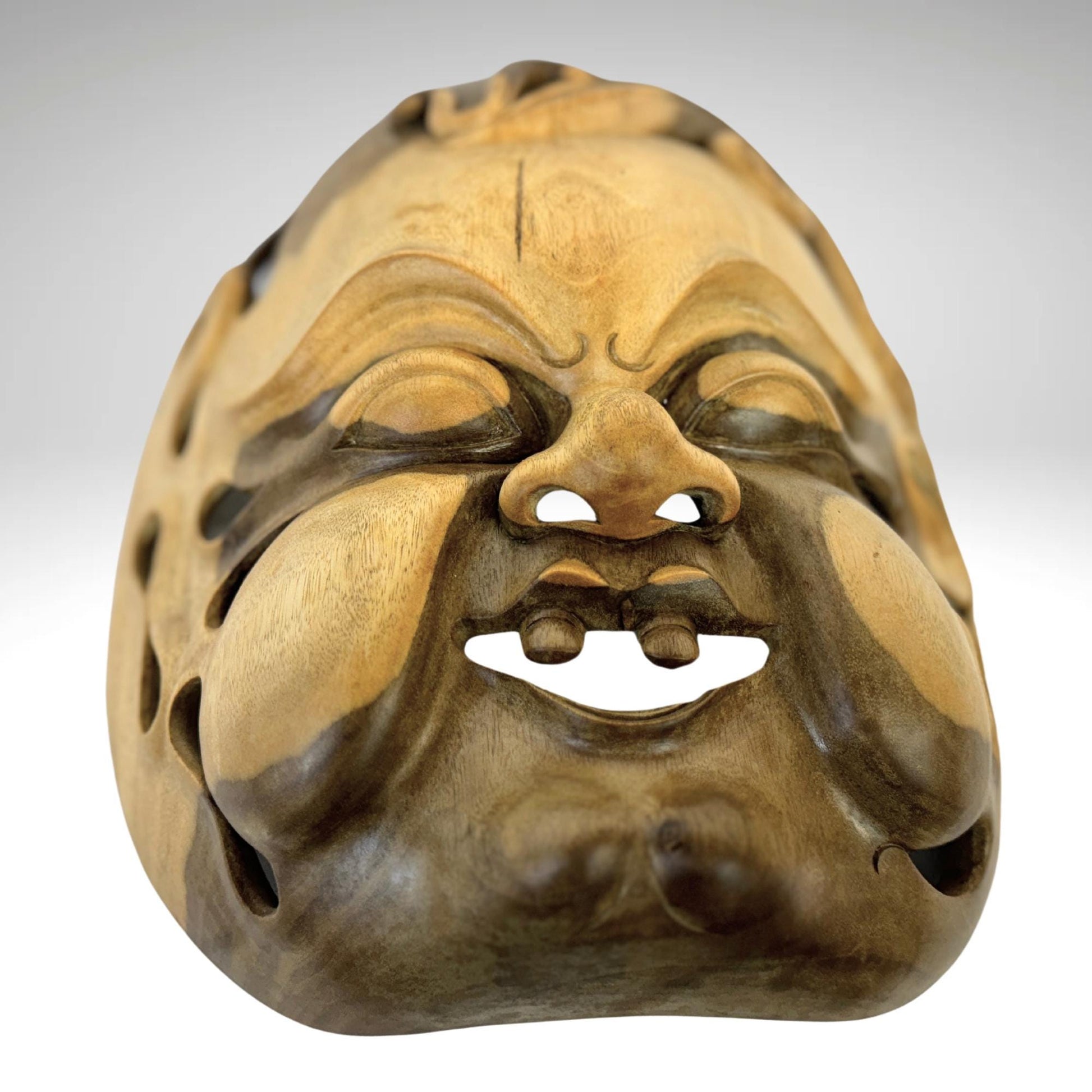 Balinese Mask Demon Baby Demented Face Terrifying Hand Carved Wood Carving Bali folk art wall decor - Acadia World Traders