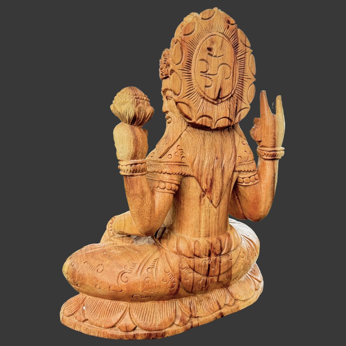 Hand Carved Trimurti Sculpture: Balinese Shiva Brahma Vishnu Wood Statue