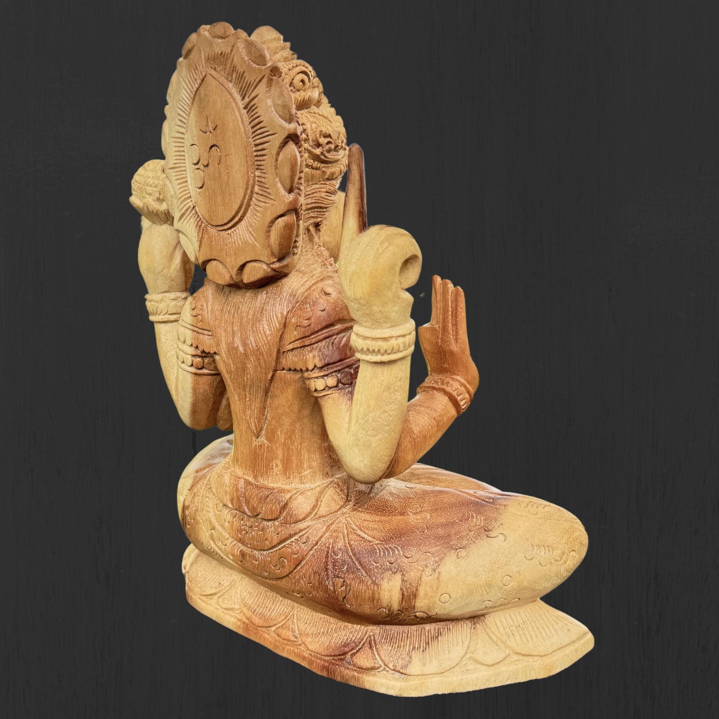 Hand Carved Vishnu Wood Statue: Balinese Hindu Art Sculpture
