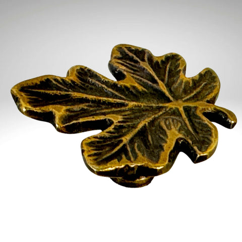 Maple Leaf Knob handle Drawer Pull handmade solid brass Rustic Home decor