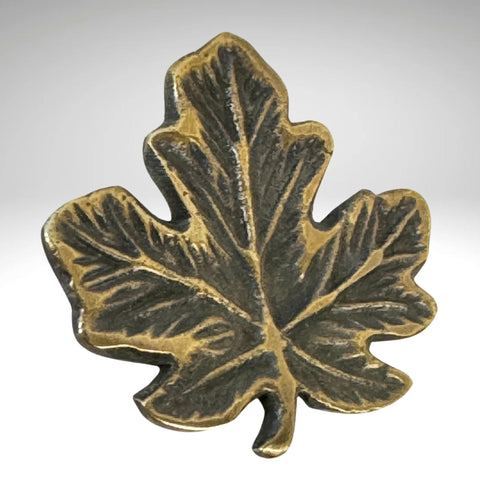 Maple Leaf Knob handle Drawer Pull handmade solid brass Rustic Home decor