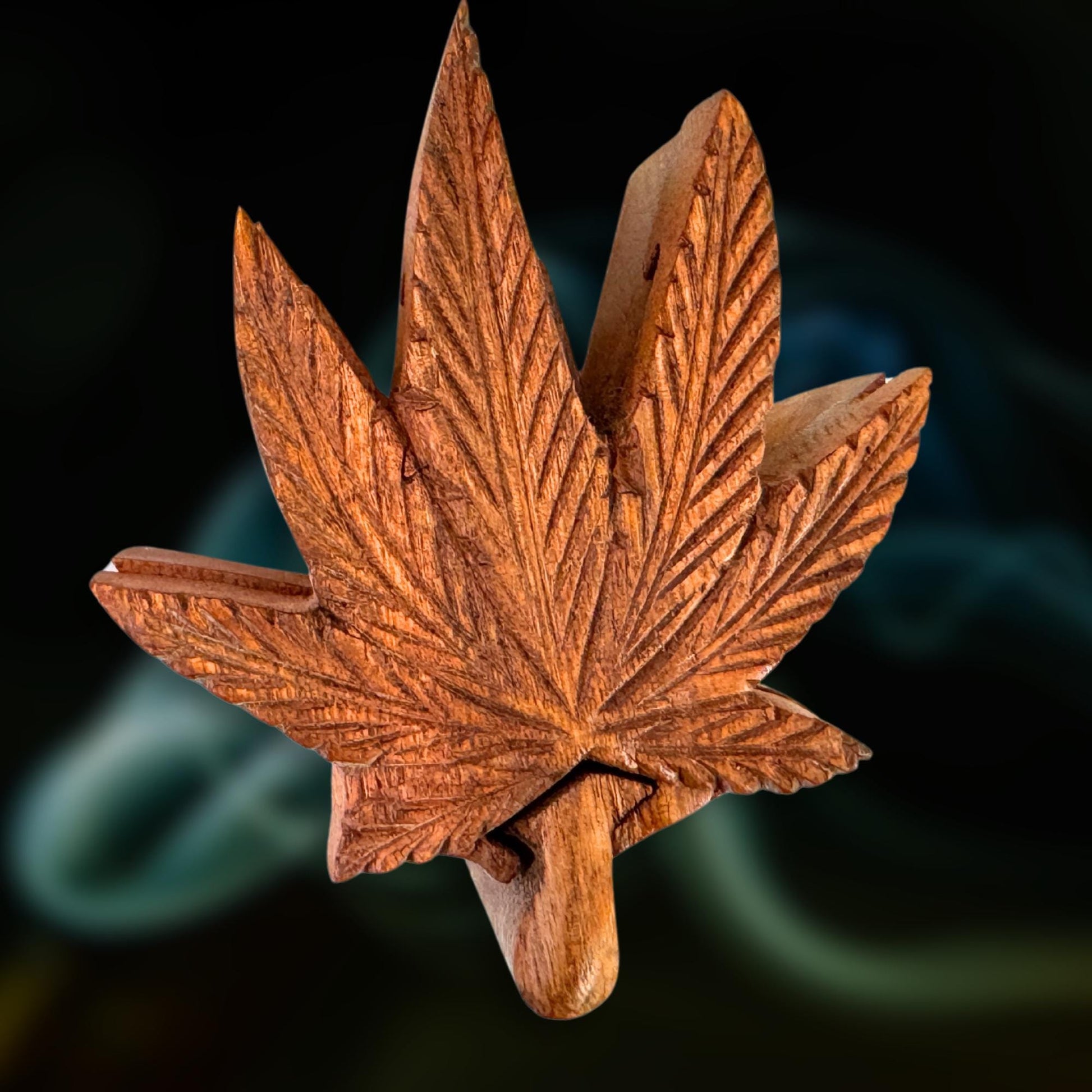 Weed Hemp Leaf Secret Puzzle Trinket Stash Box Jewelry gift Box Hand Carved Wood Carving Bali art - Acadia World Traders