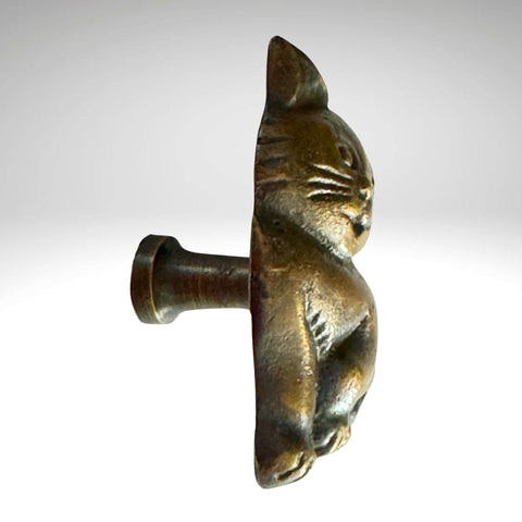 Cat Knob handle Drawer Pull Kitten Kitty handmade solid brass Childs room Home decor