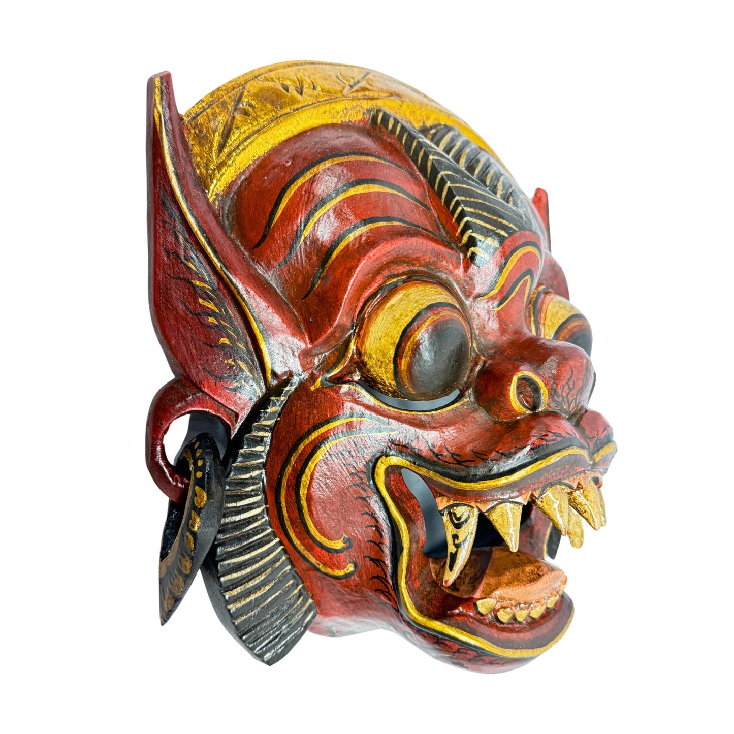 Balinese Hanuman Monkey Mask Carving: Hand-Carved Wood Wall Art, Indonesian Folk Art