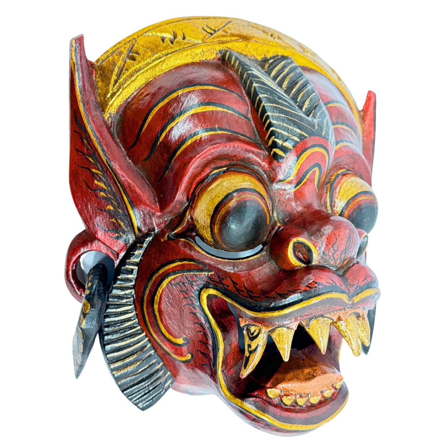 Balinese Hanuman Monkey Mask Carving: Hand-Carved Wood Wall Art, Indonesian Folk Art