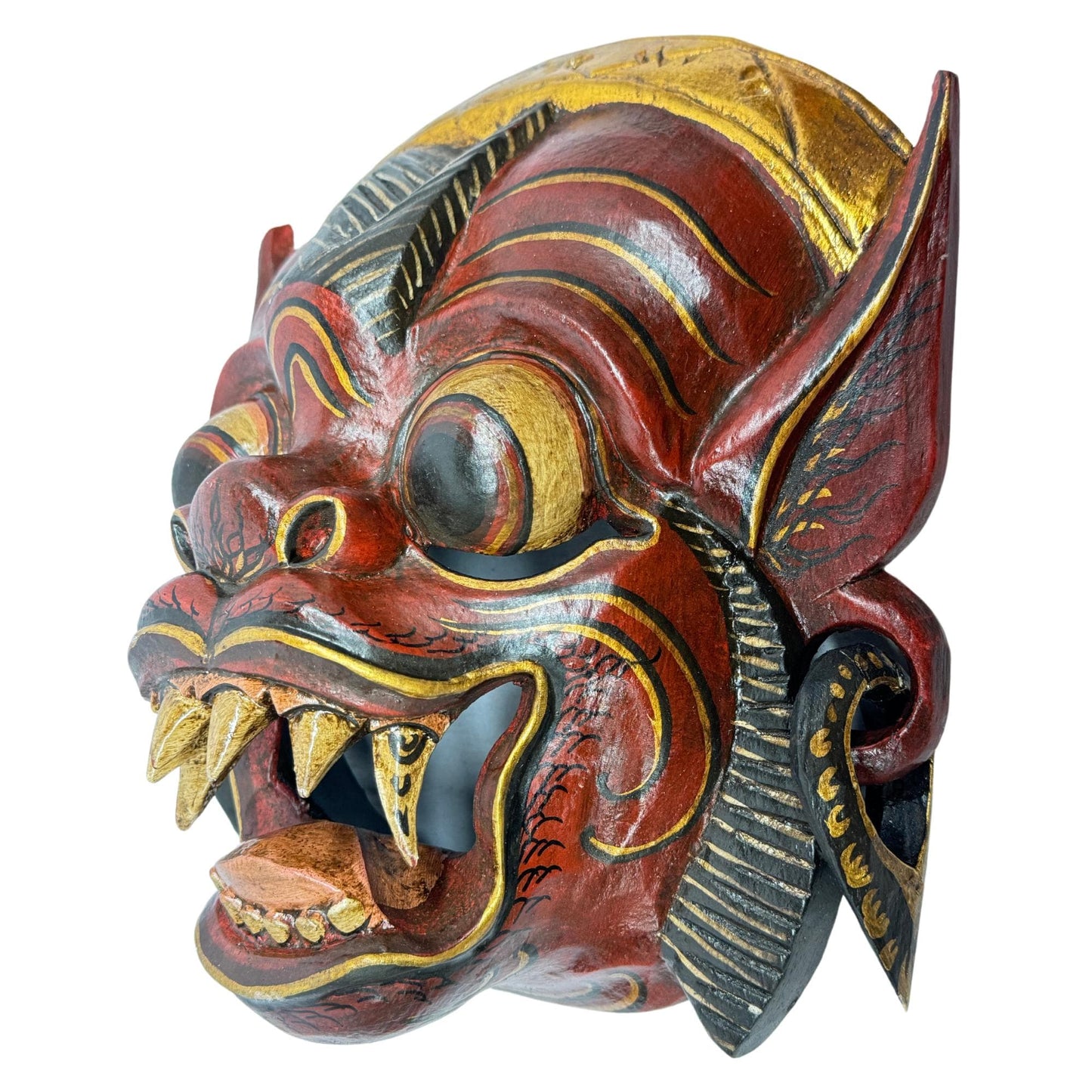 Balinese Hanuman Monkey Mask Carving: Hand-Carved Wood Wall Art, Indonesian Folk Art