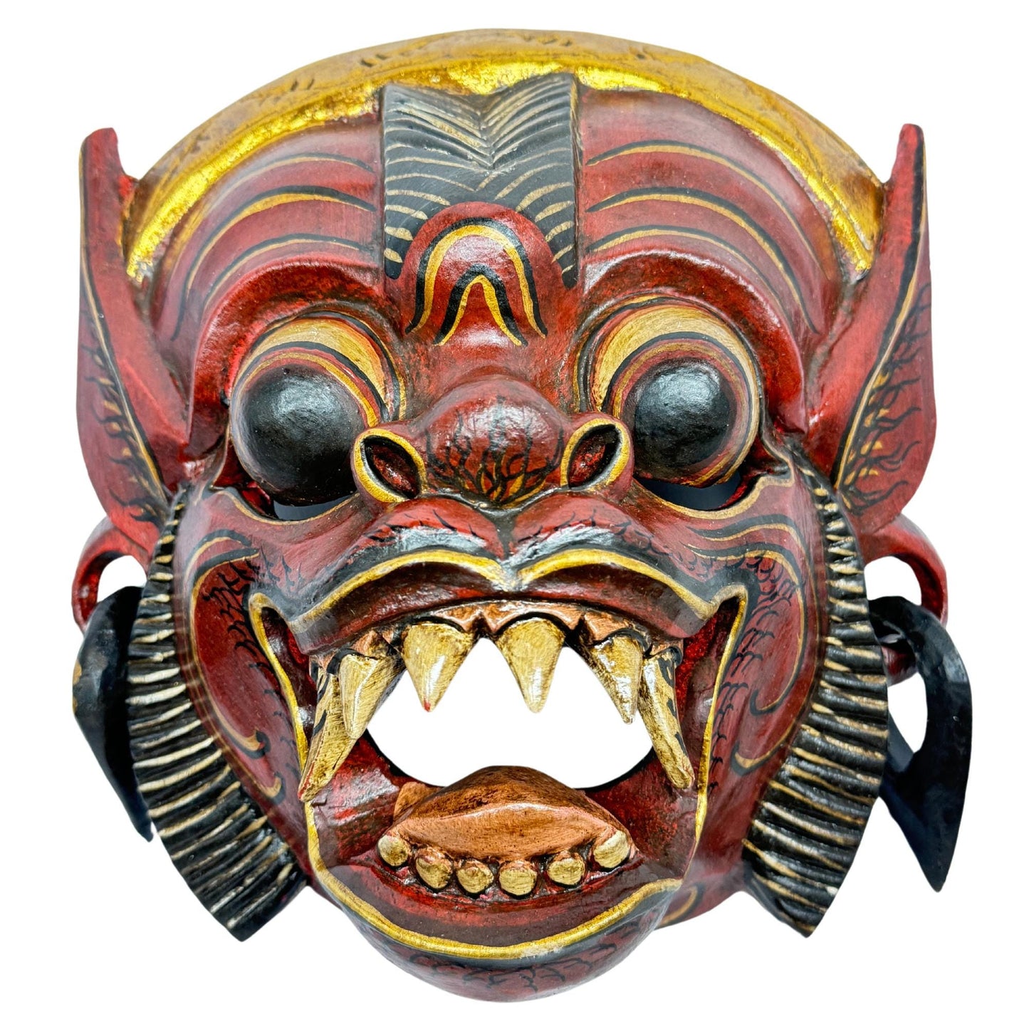Balinese Hanuman Monkey Mask Carving: Hand-Carved Wood Wall Art, Indonesian Folk Art