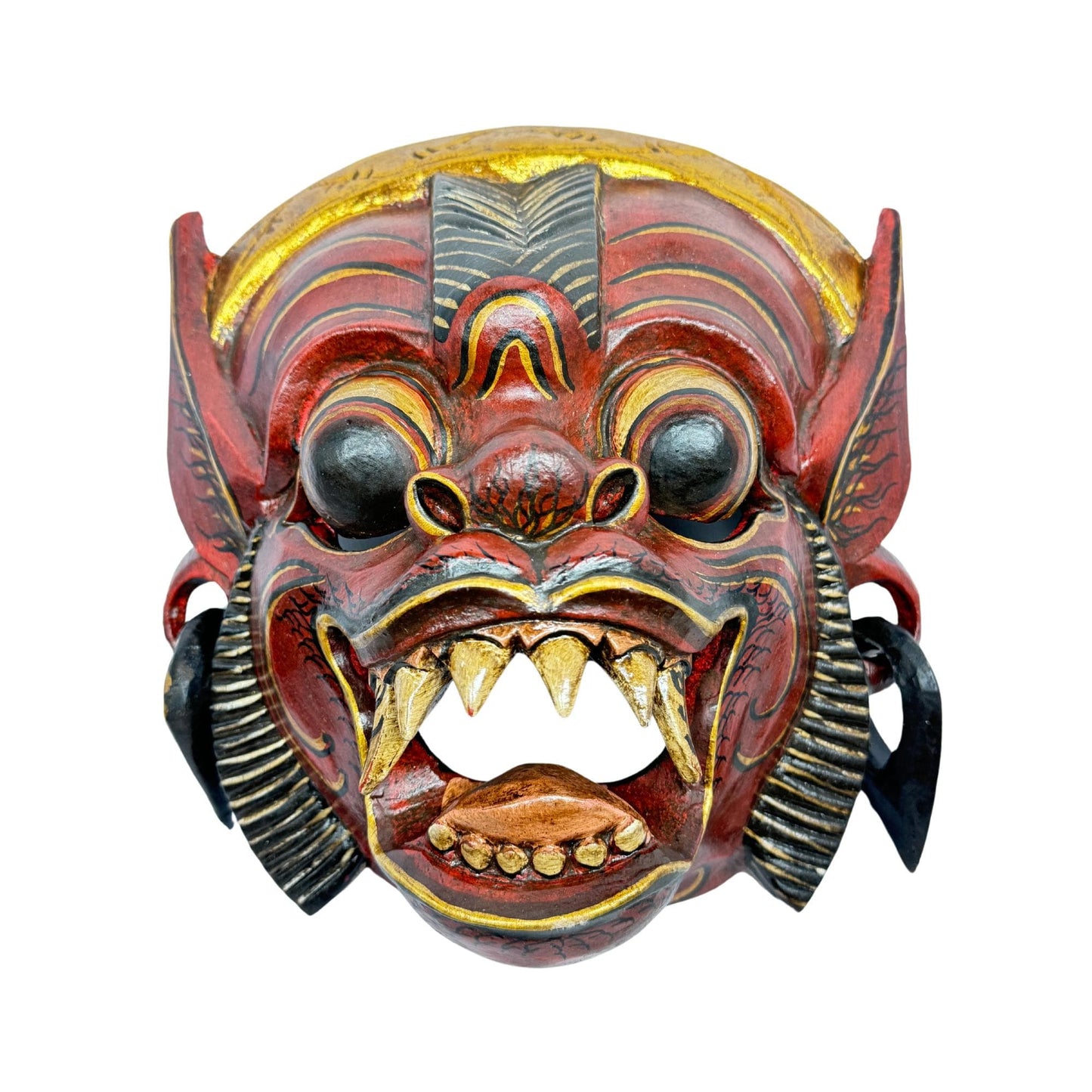 Balinese Hanuman Monkey Mask Carving: Hand-Carved Wood Wall Art, Indonesian Folk Art