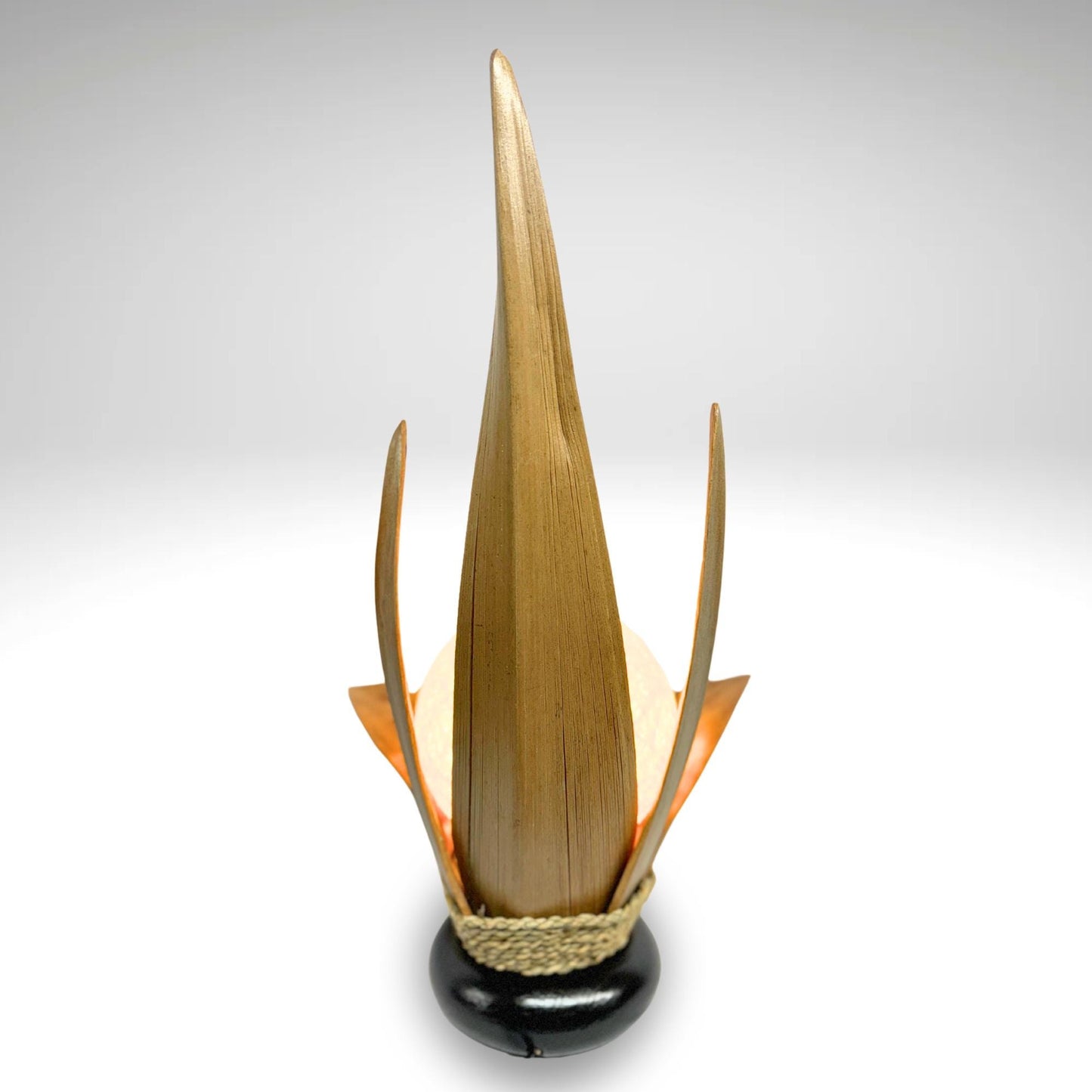 Handmade Palm Frond Lotus Lamp: Boho Accent Lighting