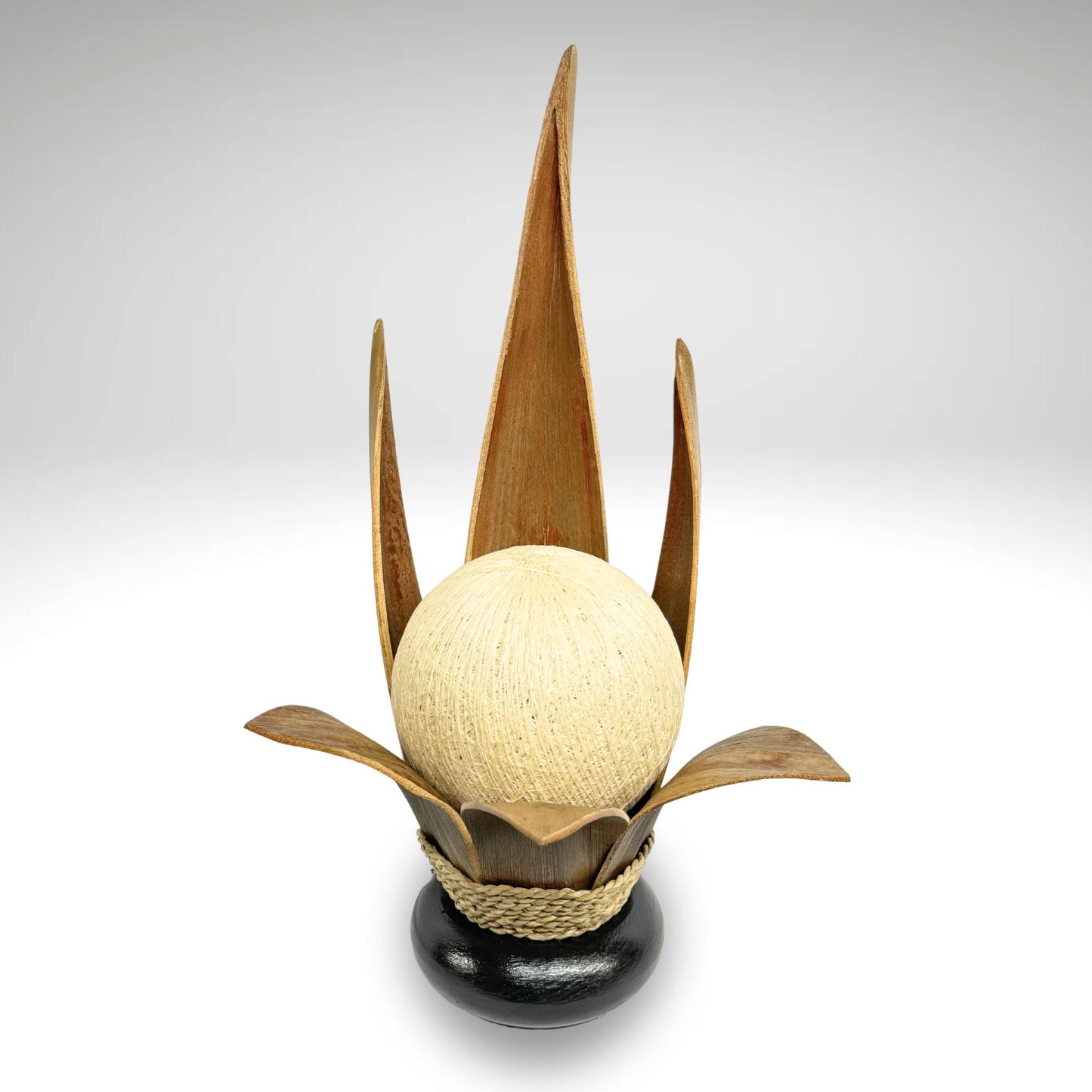 Handmade Palm Frond Lotus Lamp: Boho Accent Lighting
