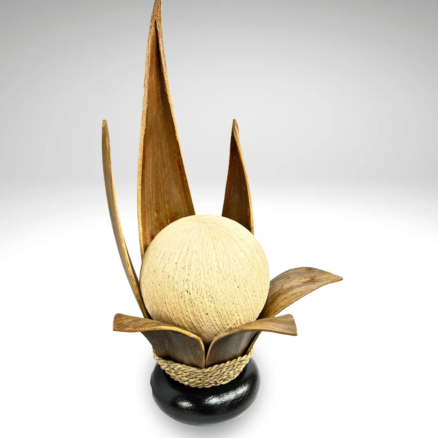 Handmade Palm Frond Lotus Lamp: Boho Accent Lighting