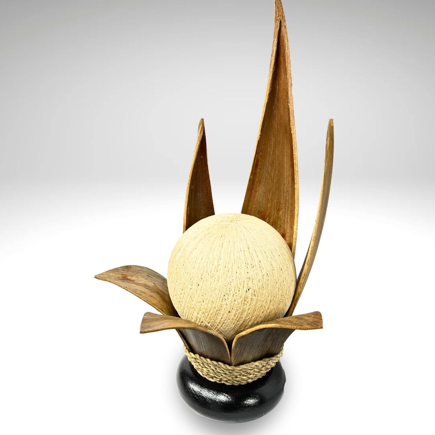 Handmade Palm Frond Lotus Lamp: Boho Accent Lighting