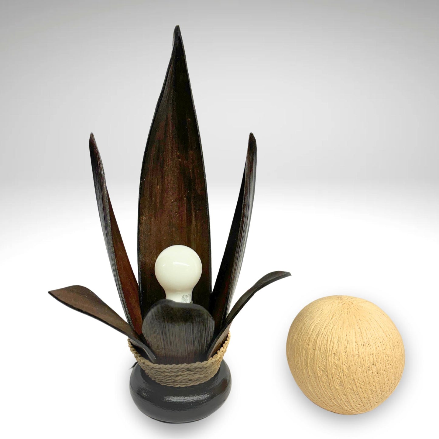 Handmade Palm Leaf Lotus Lamp: Boho Accent Table Decor