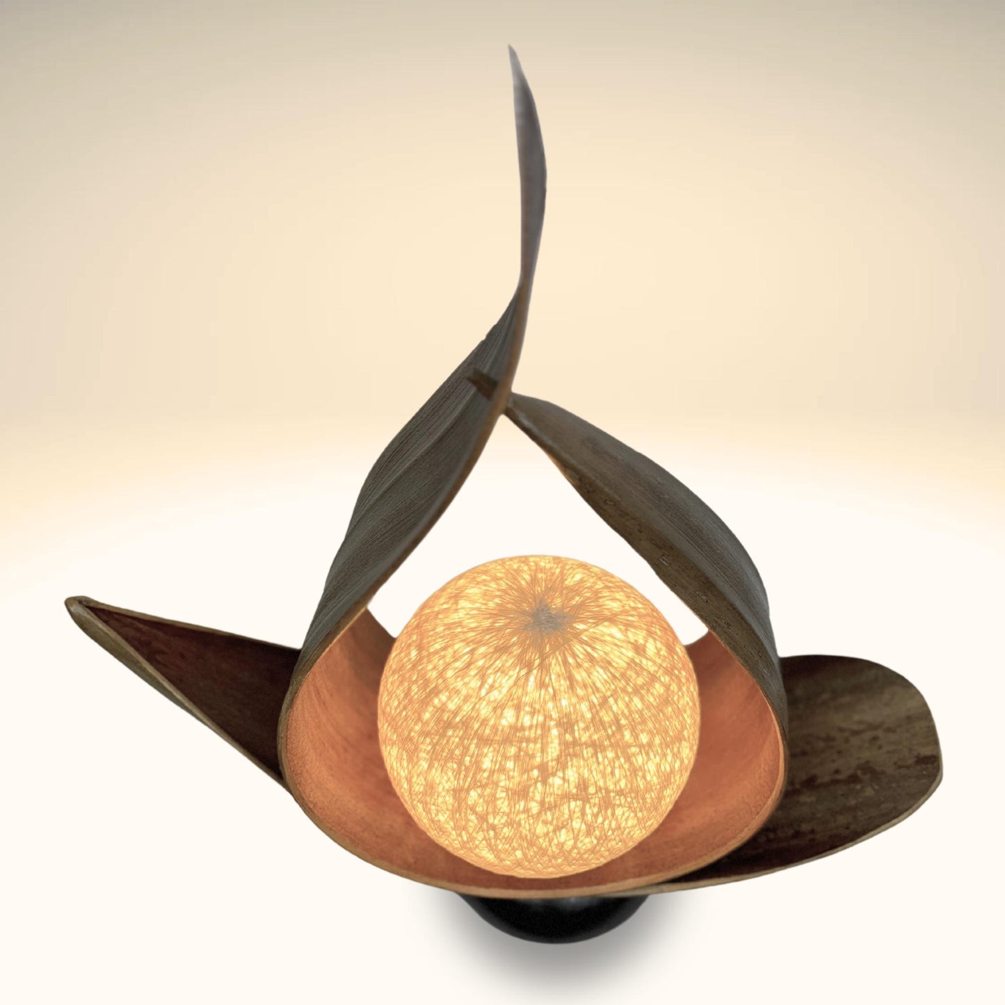 Handmade Palm Frond Accent Lamp: Natural Organic Boho Decor