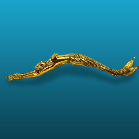 Balinese Mermaid Door Handle Knob Pull Solid Bronze Hardware Nautical Decor Bali Architectural art