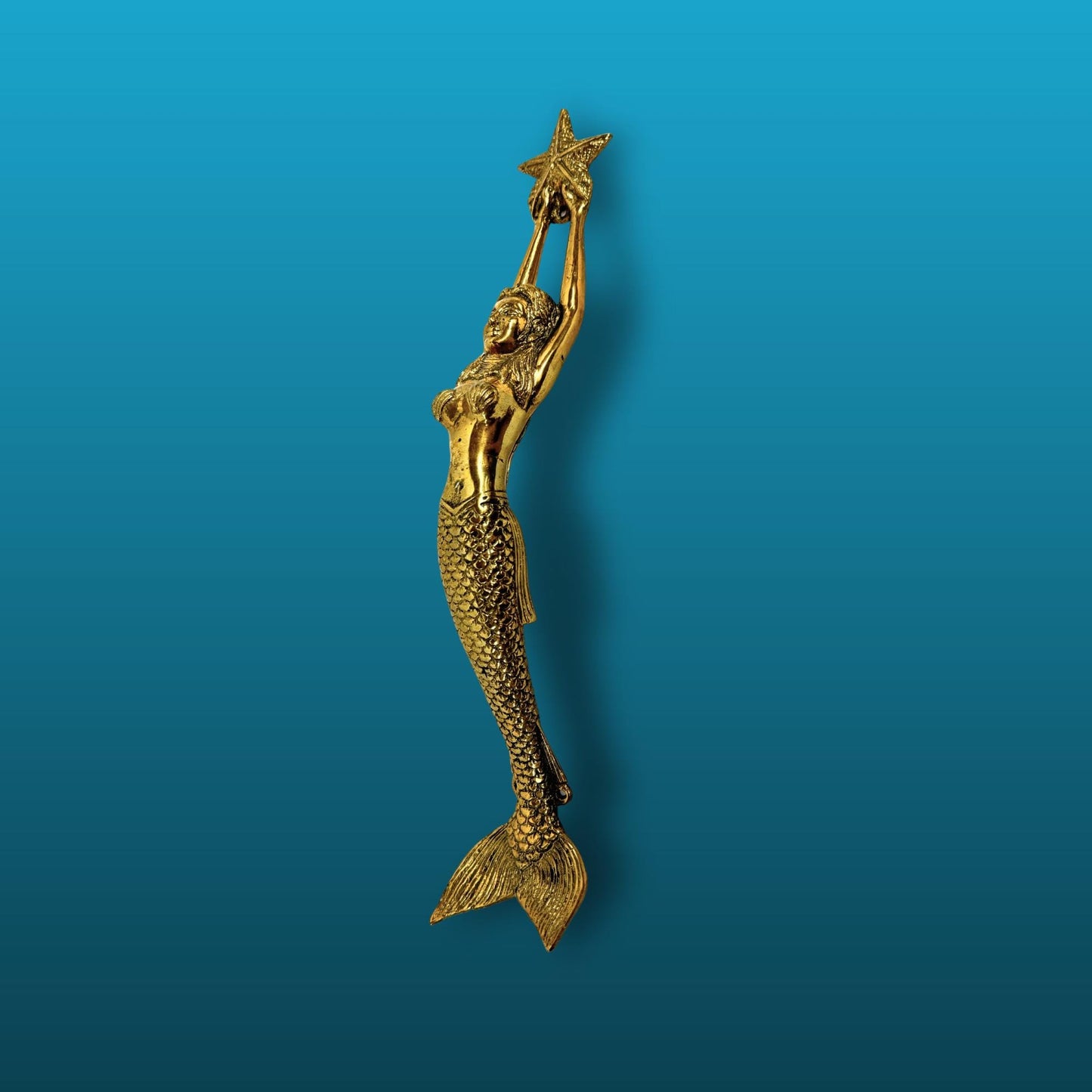 Balinese Mermaid Door Handle Knob Pull Solid Bronze Hardware Nautical Decor Bali Architectural art
