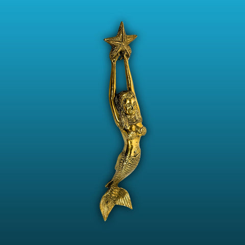 Balinese Mermaid Door Handle Knob Pull Solid Bronze Hardware Nautical Decor Bali Architectural art