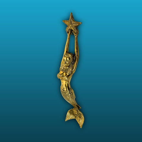 Balinese Mermaid Door Handle Knob Pull Solid Bronze Hardware Nautical Decor Bali Architectural art