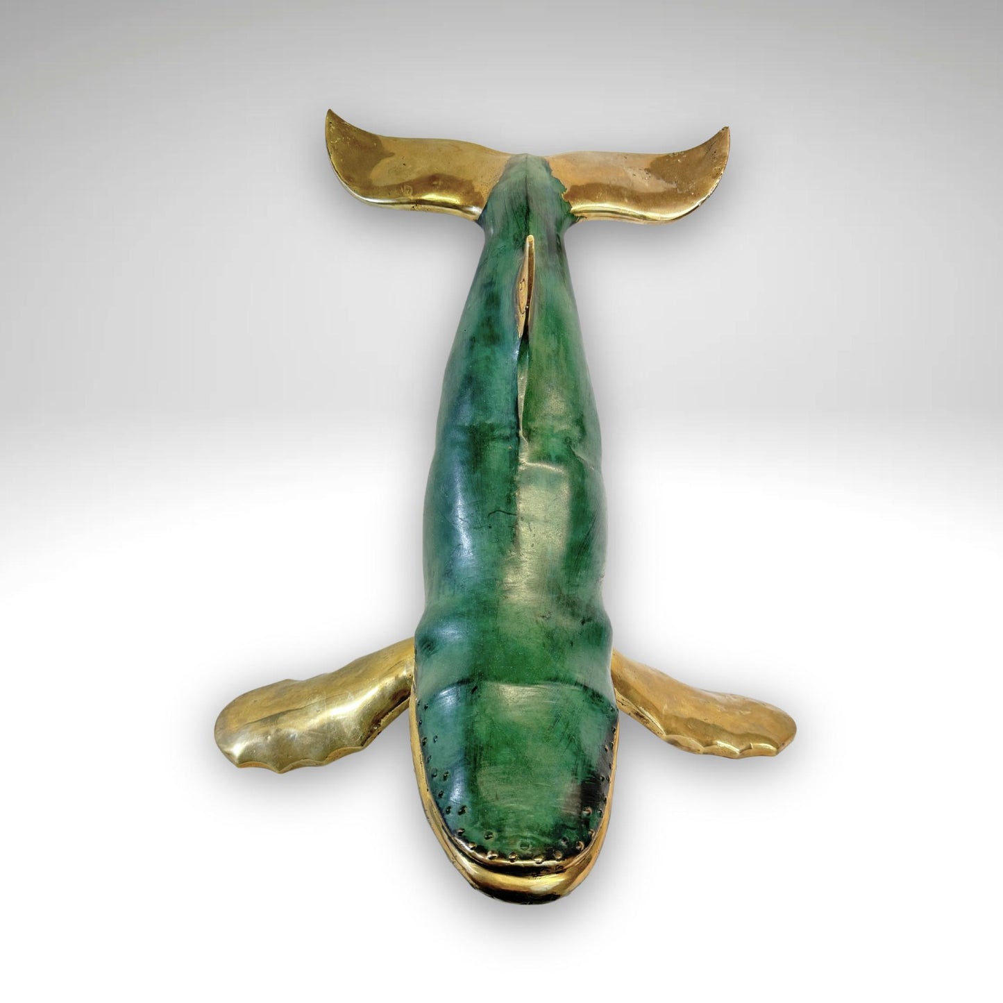 Humpback Whale Statue  Sealife Marine Life Nautical Tabletop Decor Verdigris Genuine Lost Wax Bronze art - Acadia World Traders