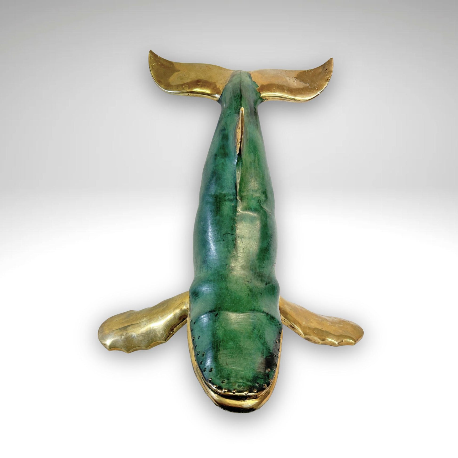 Humpback Whale Statue  Sealife Marine Life Nautical Tabletop Decor Verdigris Genuine Lost Wax Bronze art - Acadia World Traders