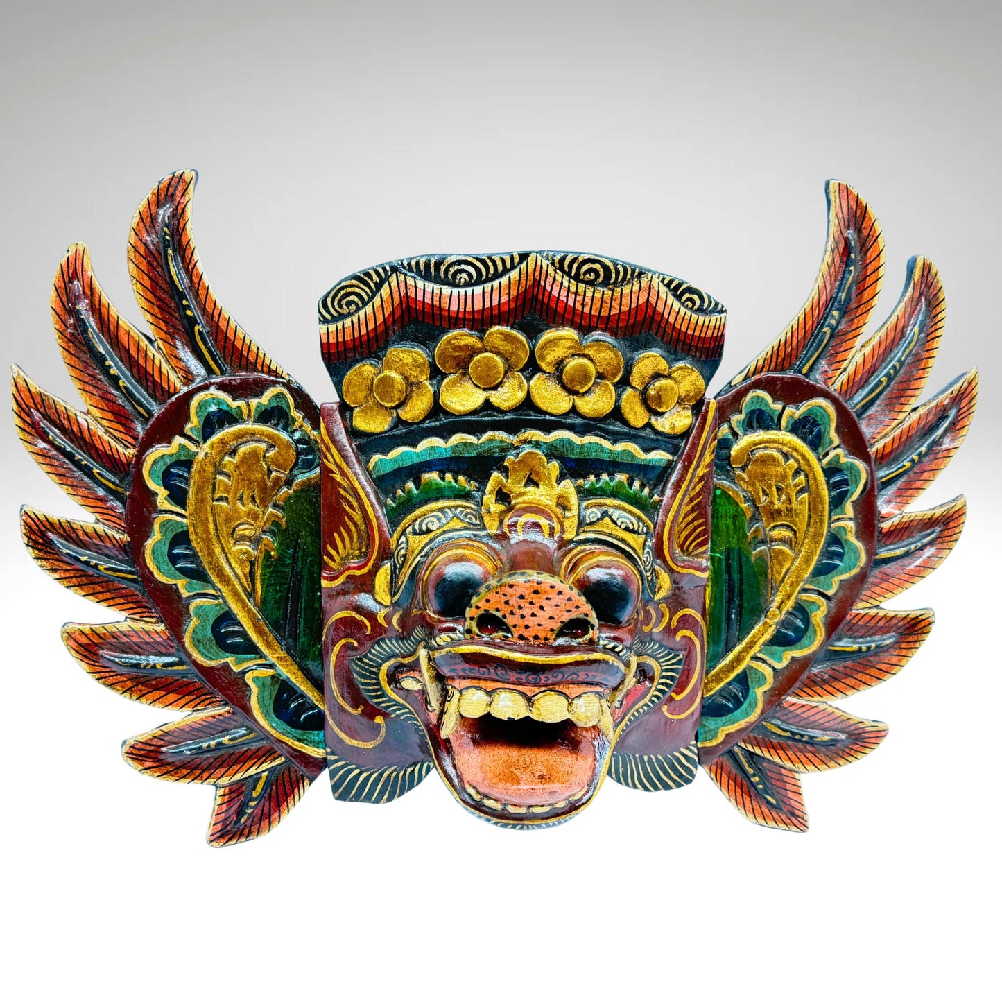 Balinese Barong Pig Mask: Hand Carved Wood Wall Decor