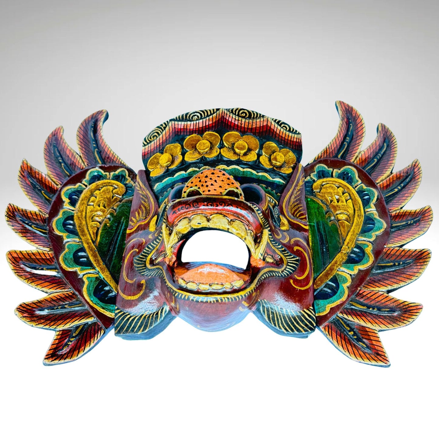 Balinese Barong Pig Mask: Hand Carved Wood Wall Decor