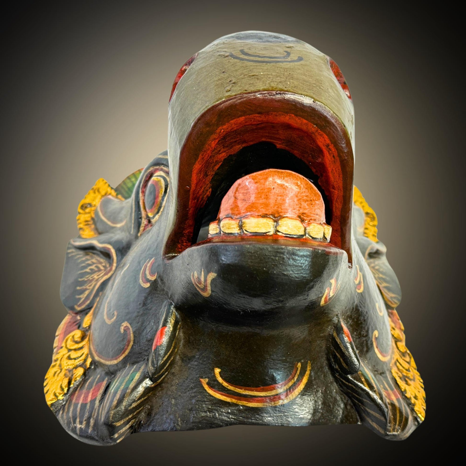 Balinese Mask Nandi the Bull Mount of Shiva Cow Wooden Bali Folk Art Hand carved Wood Carving - Acadia World Traders