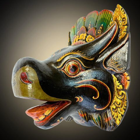 Balinese Mask Nandi the Bull Mount of Shiva Cow Wooden Bali Folk Art Hand carved Wood Carving