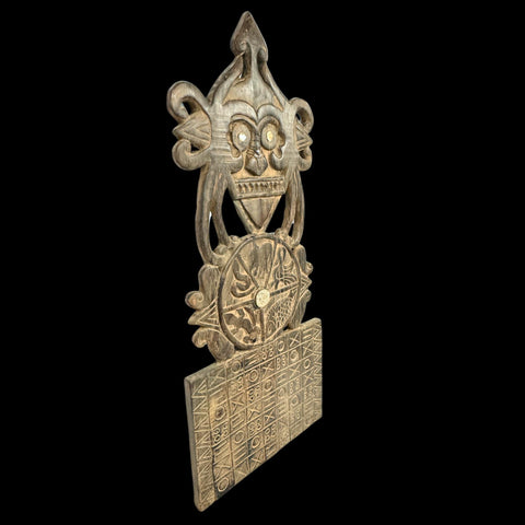 antique Dayak Bahau effigy planting calendar Hand Carved iron wood figure  Pacific Islands Indonesian Oceania culture