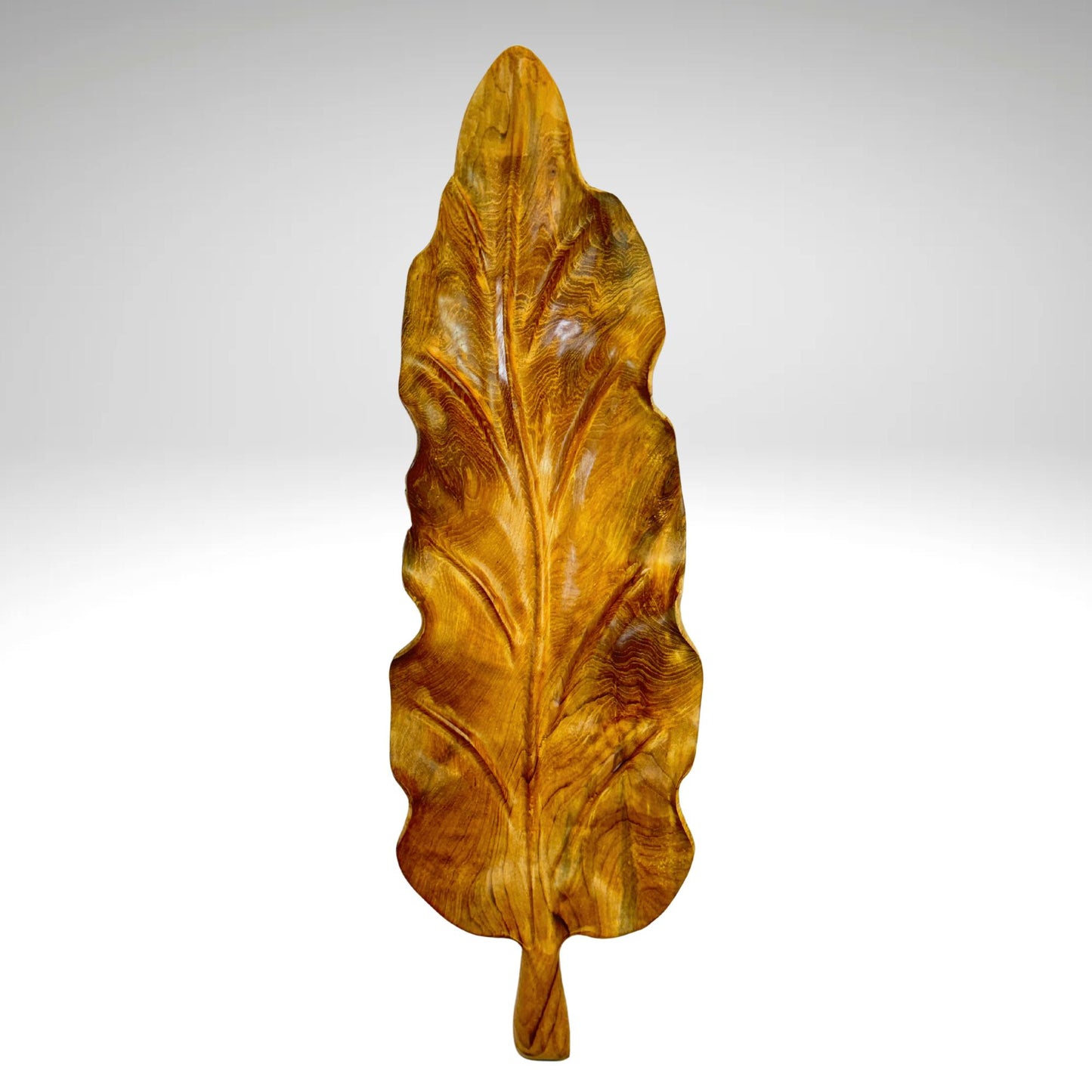 Hand Carved Teak Leaf Tray: Reclaimed Wood Charcuterie Board