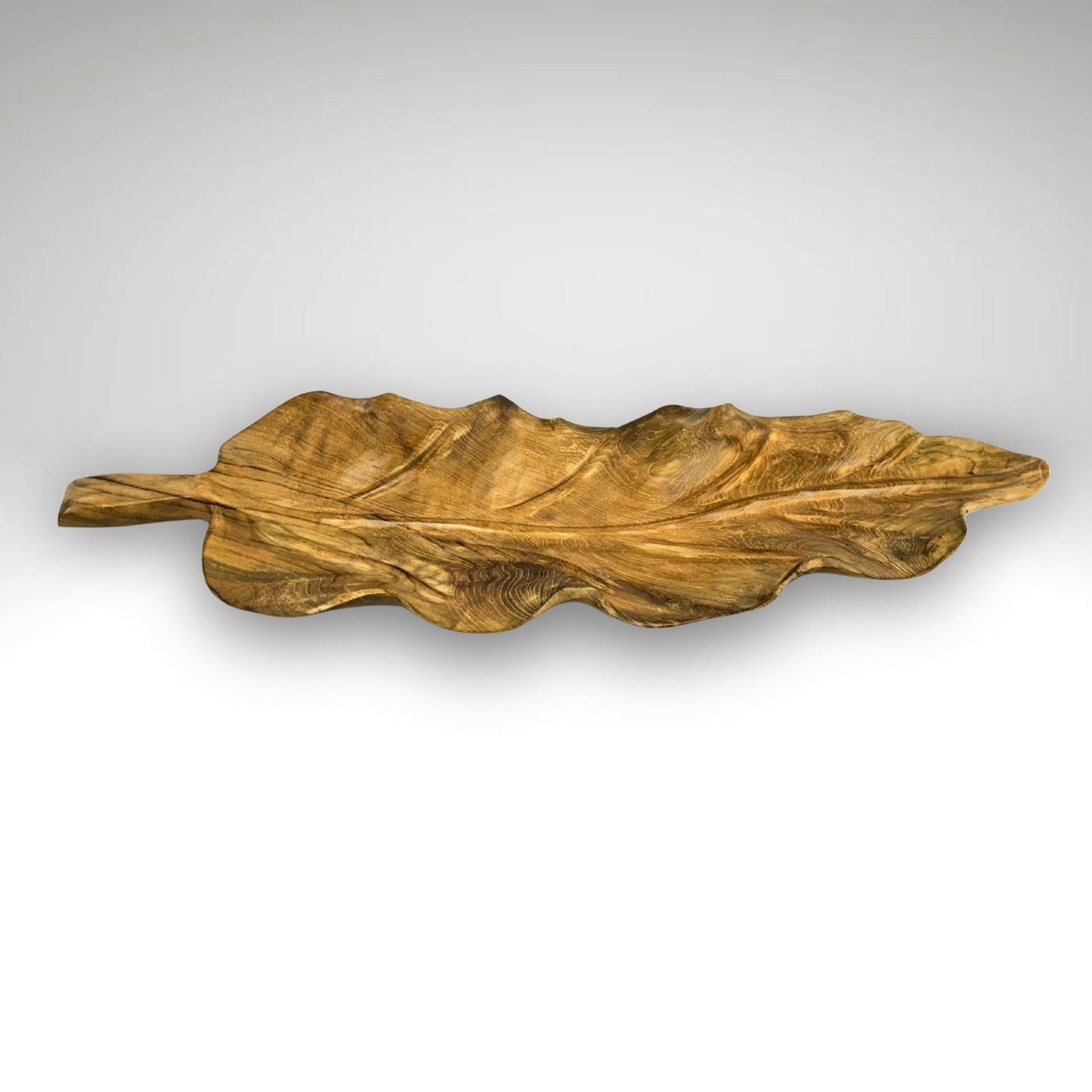 Hand Carved Teak Leaf Tray: Reclaimed Wood Charcuterie Board