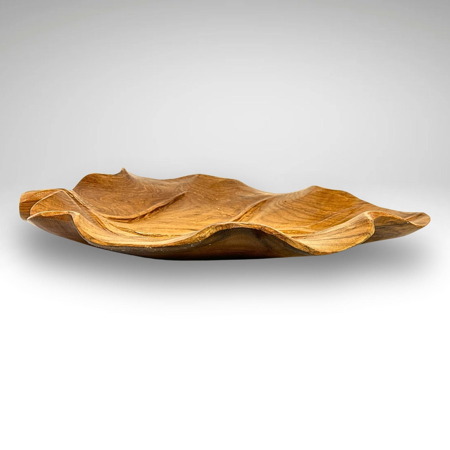 Hand Carved Teak Wood Monstera Leaf Tray: Tropical Table Decor