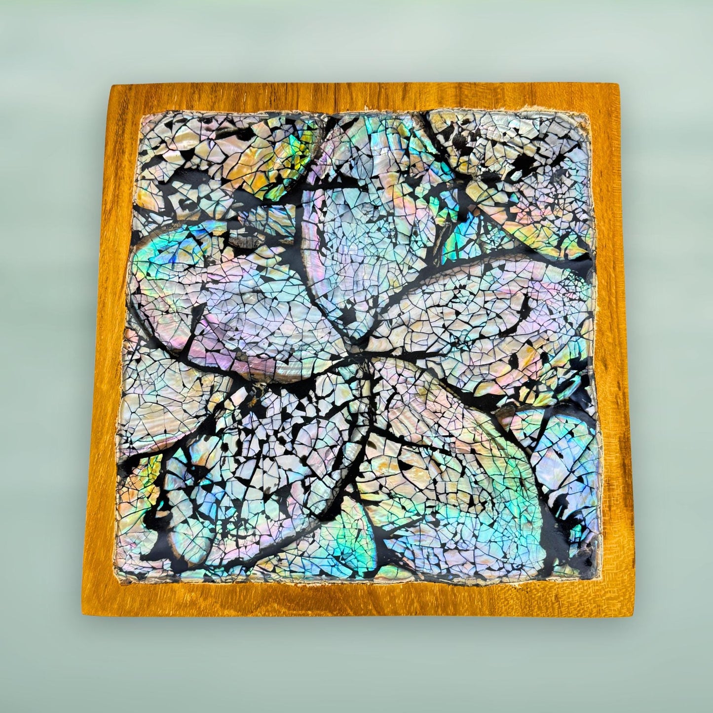 Abalone Seashell Teak Plate: Handcrafted Bali Candy Dish