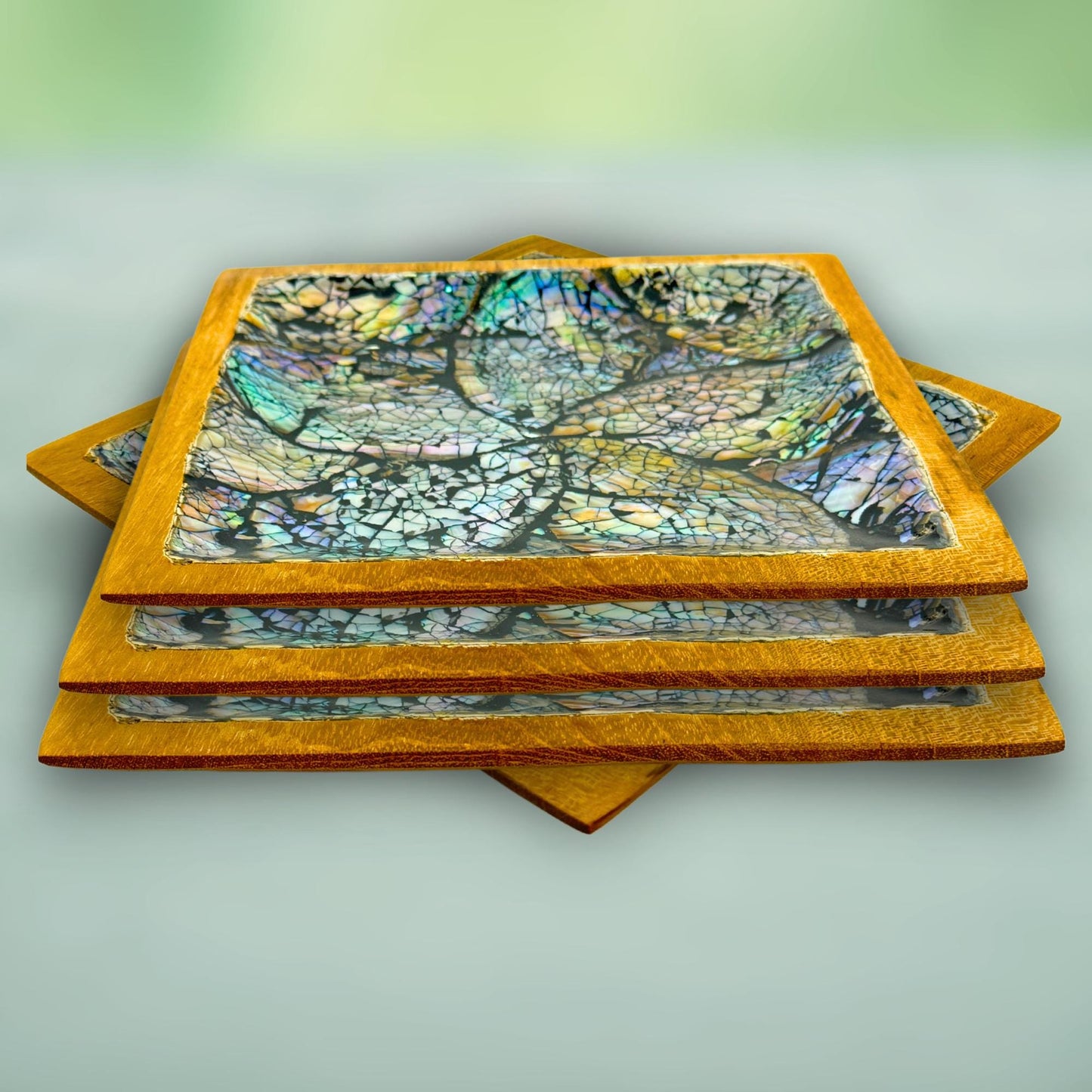 Abalone Seashell Teak Plate: Handcrafted Bali Candy Dish
