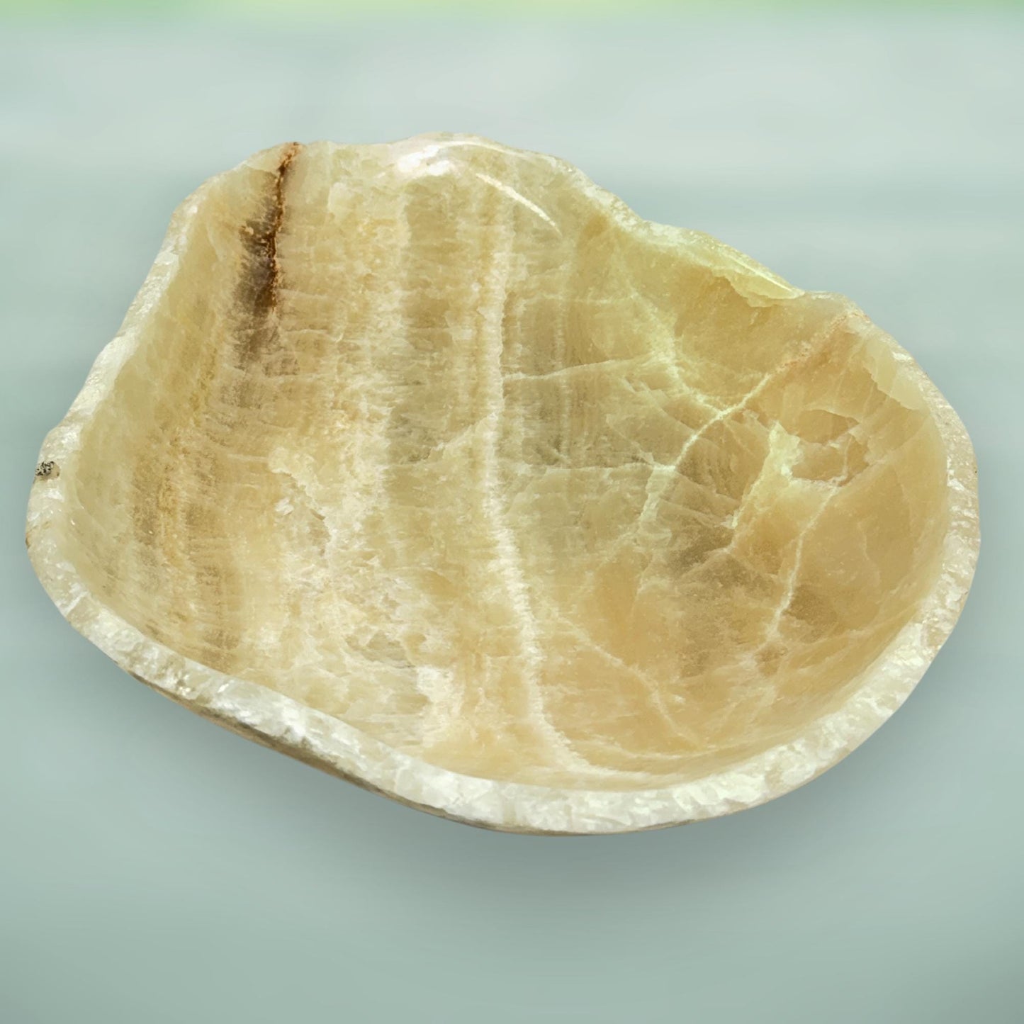 Banded Agate Bowl gemstone fruit tray hand carved stone matrix crystal healing table Centerpiece